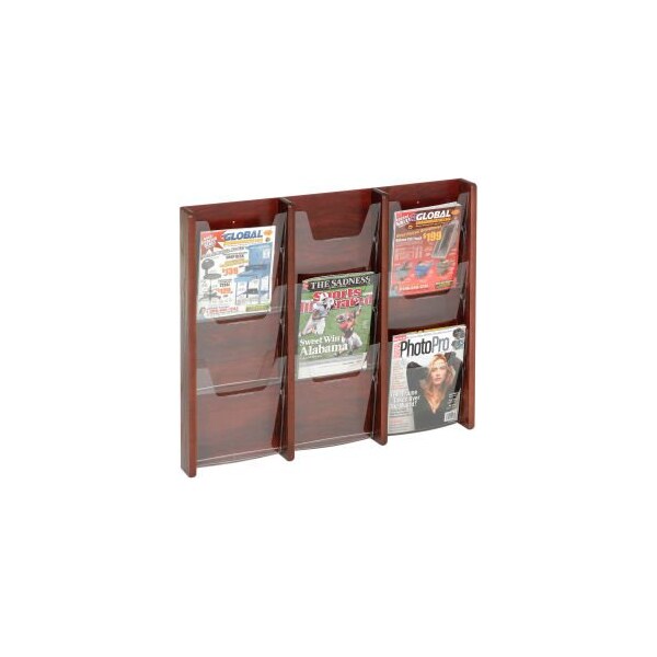 Wooden Mallet 9 Pocket Oak & Acrylic Wall Rack Mahogany MM-9MH - main